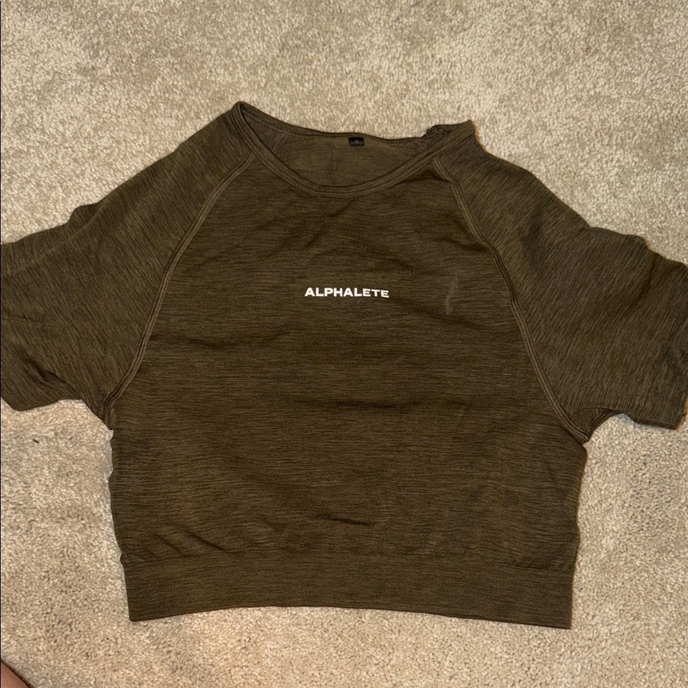 Alphalete Olive Crop Athletic Tee